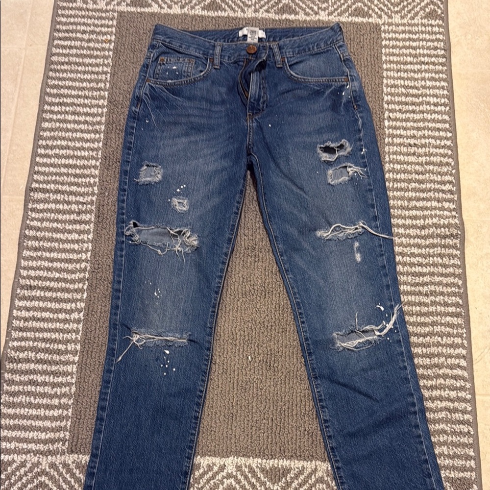 Distressed Blue Jeans
